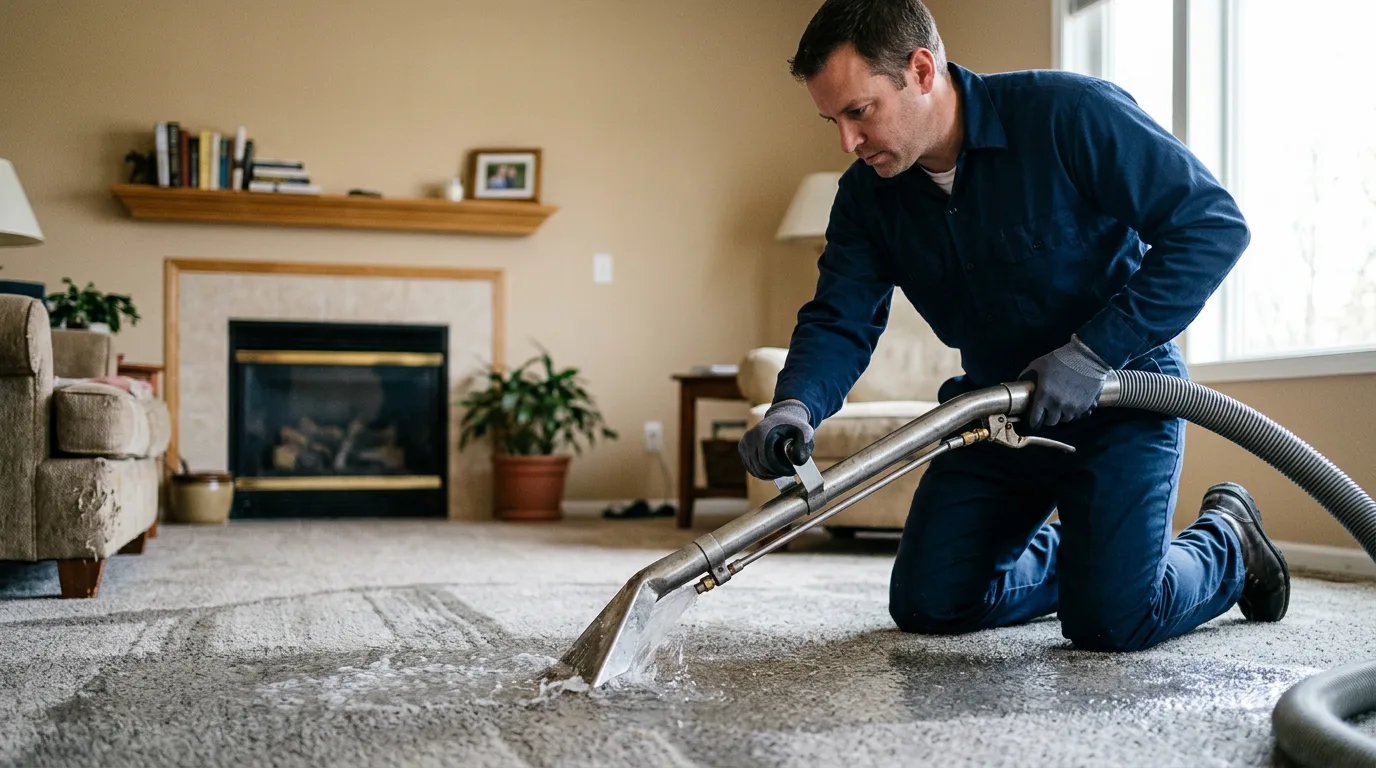 Water damage restoration technician working near Cushing, WI
